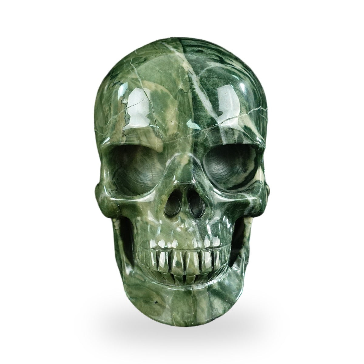 Nine Dragon Jade crystal skull 4.5" SKH45HA01 hand carved gemstone