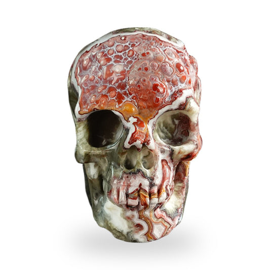 Red Crazy Lace Agate crystal skull 3" SKH30RC01 hand carved gemstone