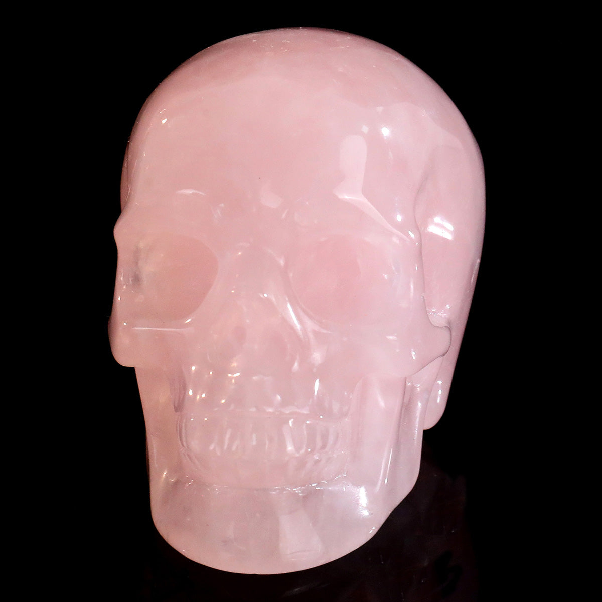 Rose Quartz crystal skull 3" hand carved view 8