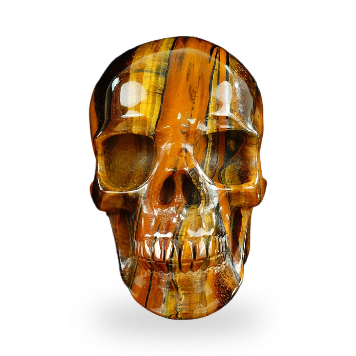 Tiger Eye crystal skull 4.5" SKH45TE01 hand carved gemstone