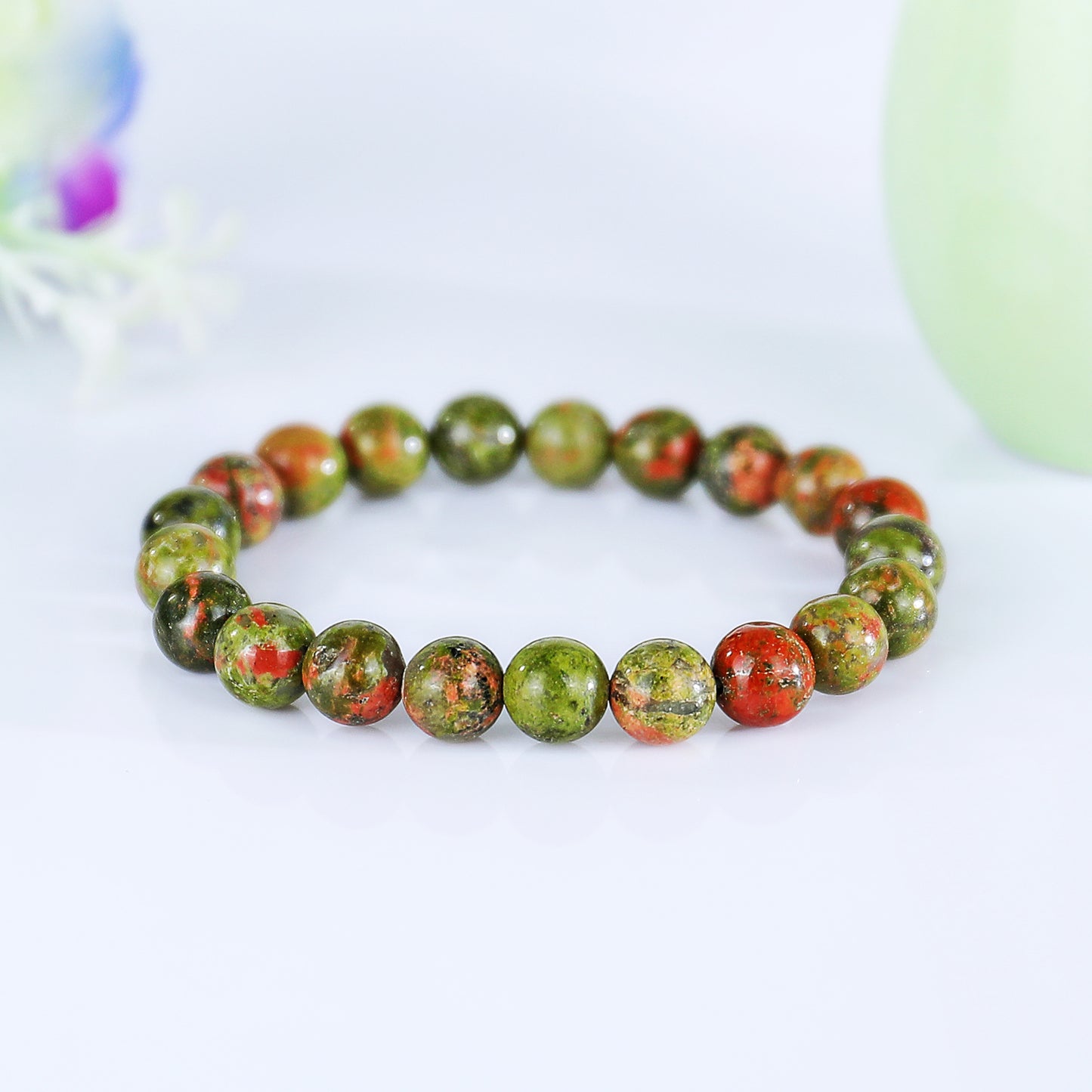 Natural Unakite Beads Bracelet,Healing Energy Bracelet,Handcrafted Gift
