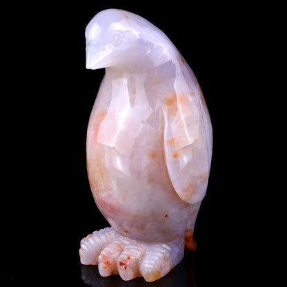 5.6" Chalcedony Hand Carved Crystal Penguin Sculpture