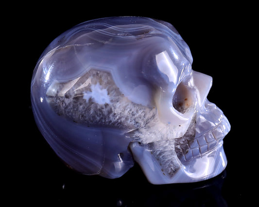 3.0" Hot Lava Agate Hand Carved Crystal Realistic Skull Sculpture