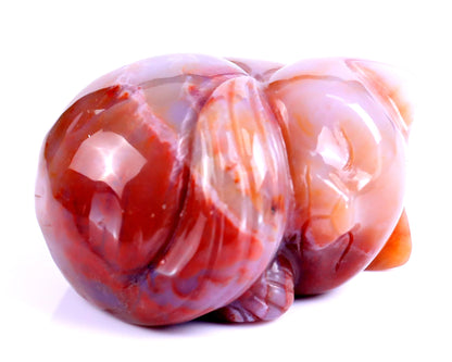 2.5" Red Jasper Hand Carved Crystal Sleepy Cat Sculpture