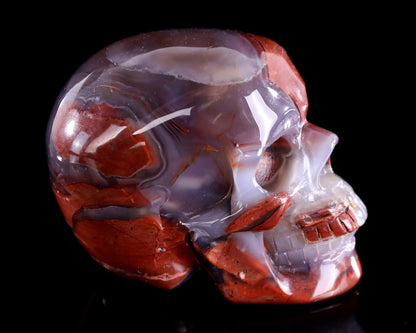 3.0" Hot Lava Agate Hand Carved Crystal Realistic Skull Sculpture