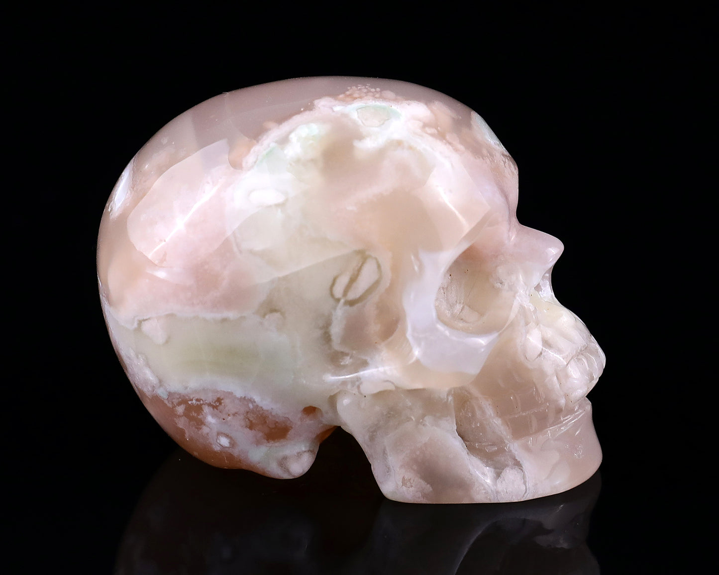 2.2" Sakura Agate Hand Carved Crystal Realistic Skull Sculpture Crystallumi