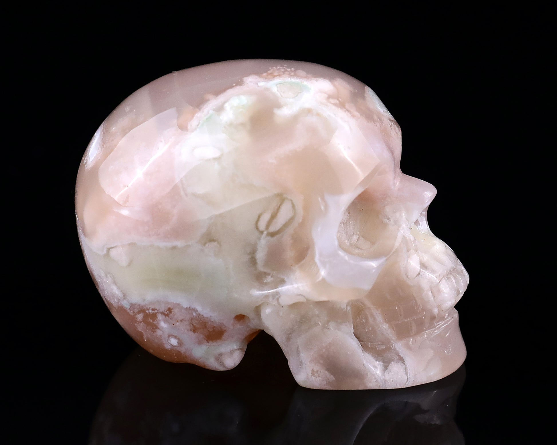 2.2" Sakura Agate Hand Carved Crystal Realistic Skull Sculpture Crystallumi
