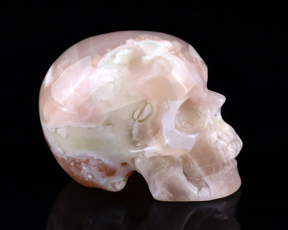 2.2" Sakura Agate Hand Carved Crystal Realistic Skull Sculpture Crystallumi