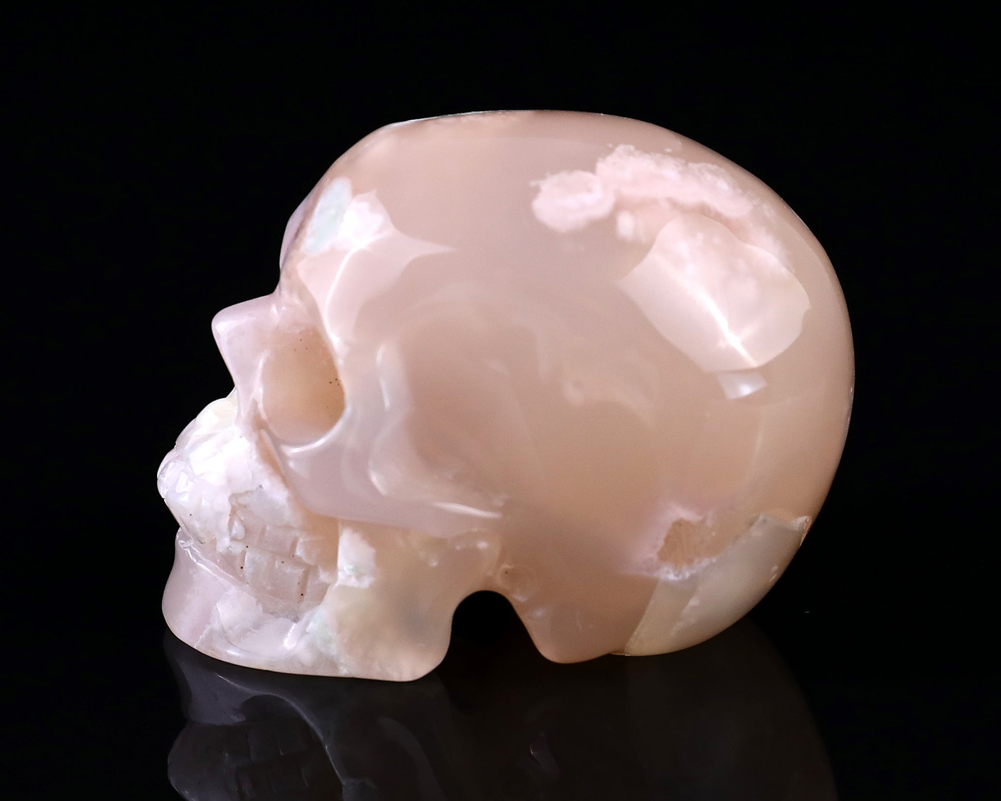 2.2" Sakura Agate Hand Carved Crystal Realistic Skull Sculpture Crystallumi