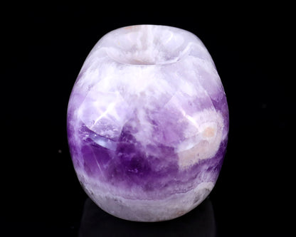 2.4" Dream Amethyst Hand Carved Crystal Realistic Skull Sphere Holder Sculpture Crystallumi