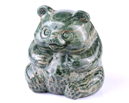 2.8" Jiulong Jade Hand Carved Crystal Panda Sculpture Crystallumi