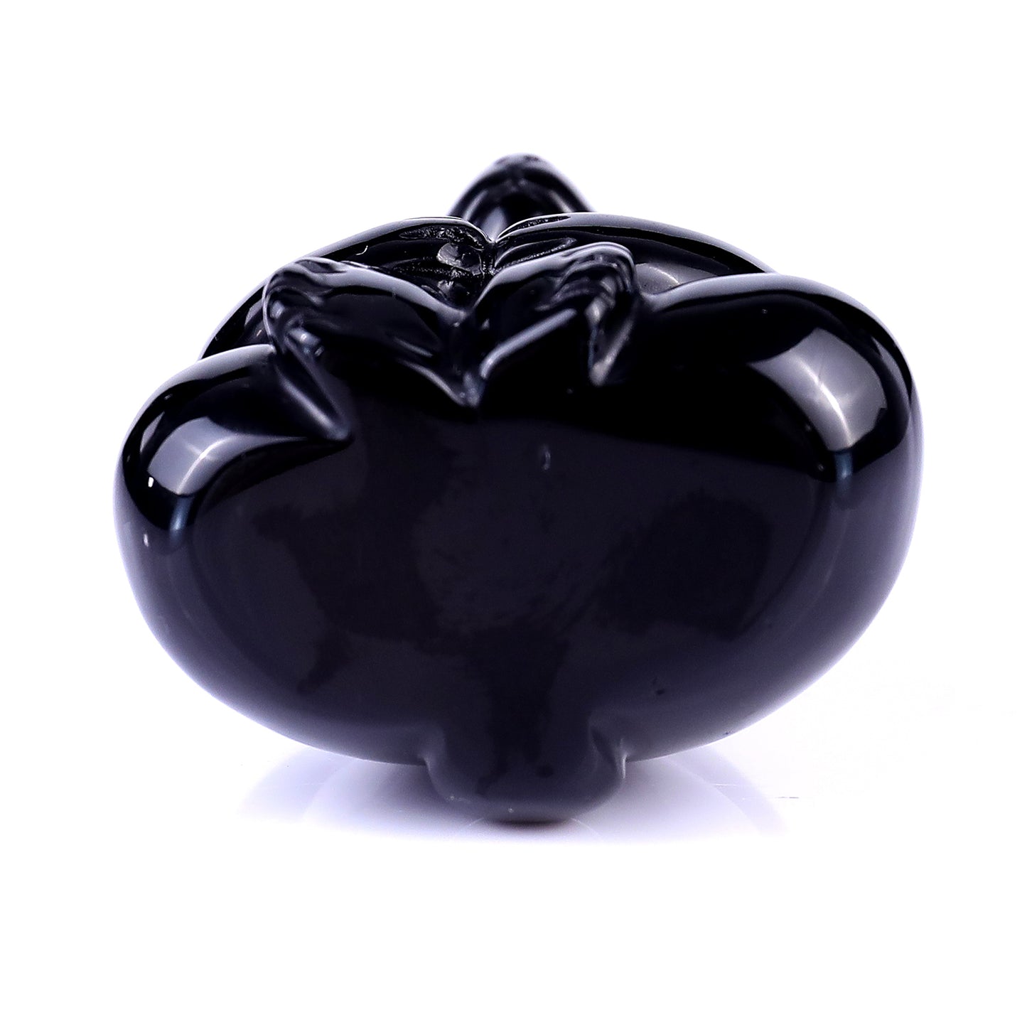 2.9" Black Obsidian Hand Carved Crystal Panda Sculpture Crystallumi