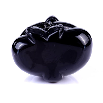 2.9" Black Obsidian Hand Carved Crystal Panda Sculpture Crystallumi