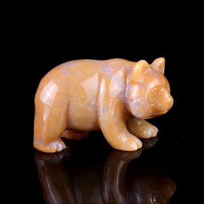 2.9" Chalcedony Hand Carved Crystal Panda Sculpture Crystallumi