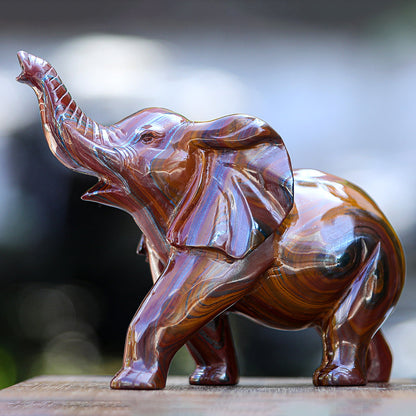 10.0" Tiger Iron Elephant Carving Sculpture piece 2100006 view 4