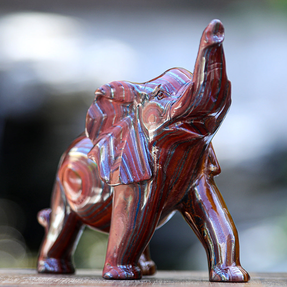 10.0" Tiger Iron Elephant Carving Sculpture piece 2100006 view 5