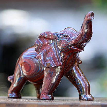 10.0" Tiger Iron Elephant Carving Sculpture piece 2100006 view 6