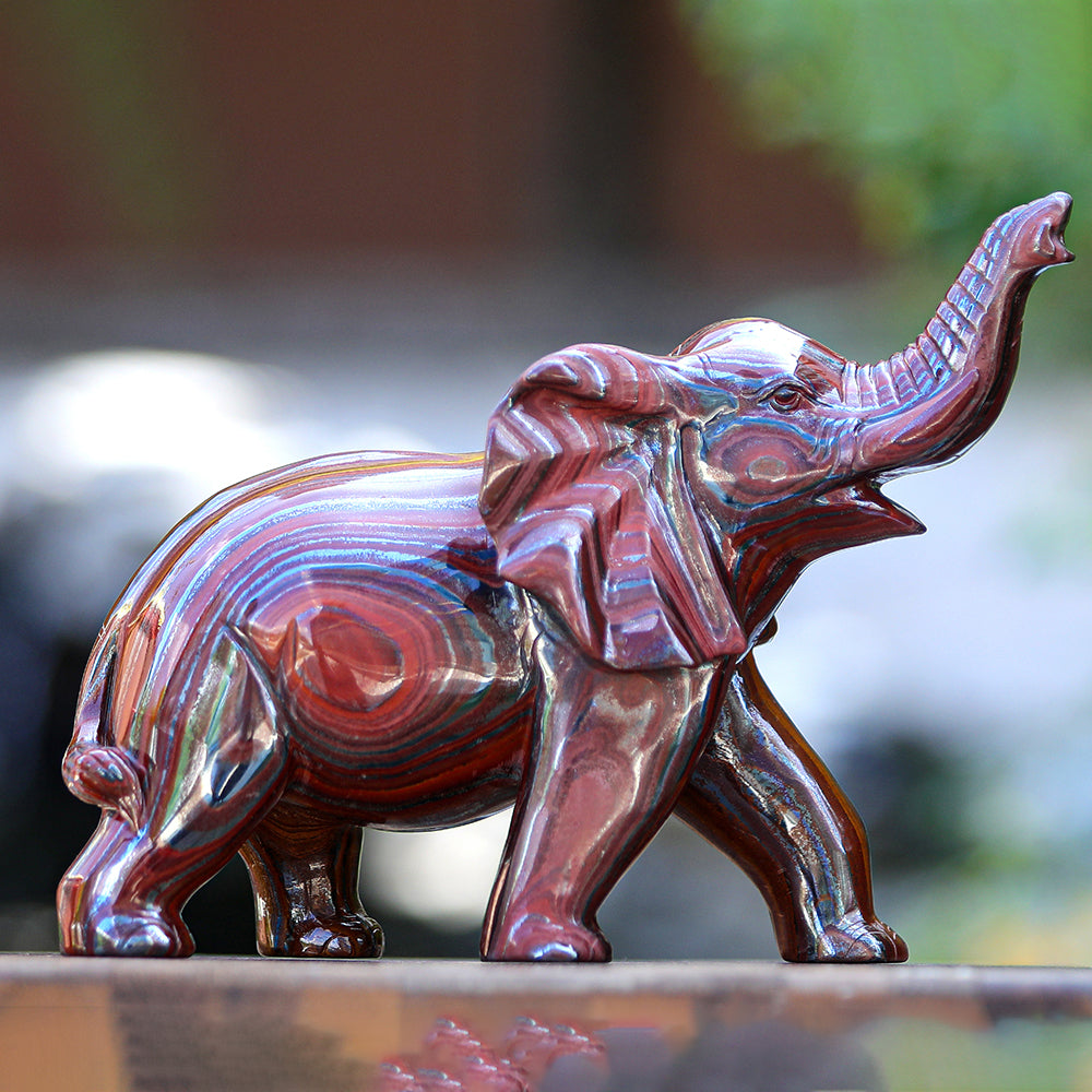 10.0" Tiger Iron Elephant Carving Sculpture piece 2100006 view 7