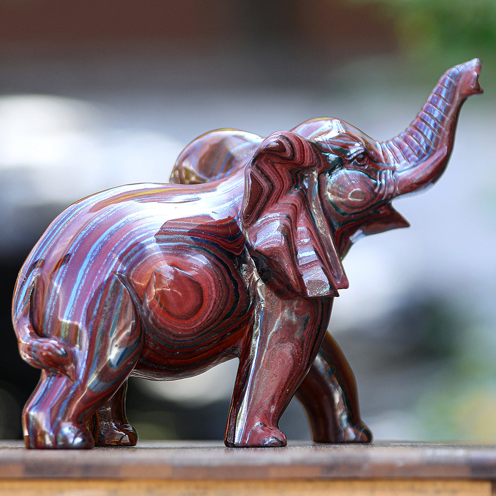 10.0" Tiger Iron Elephant Carving Sculpture piece 2100006 view 8