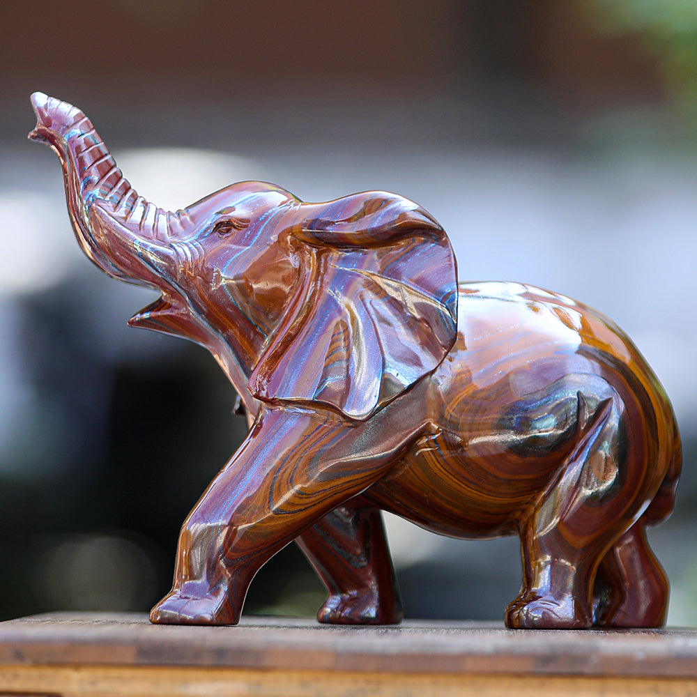 10.0" Tiger Iron Elephant Carving Sculpture piece 2100006 view 9