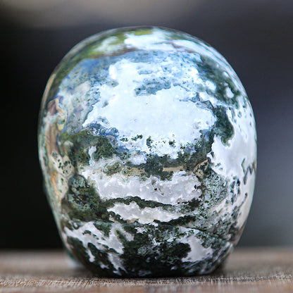 5.4" Moss Agate Human Skull Carving Sculpture piece 2100174 view 6