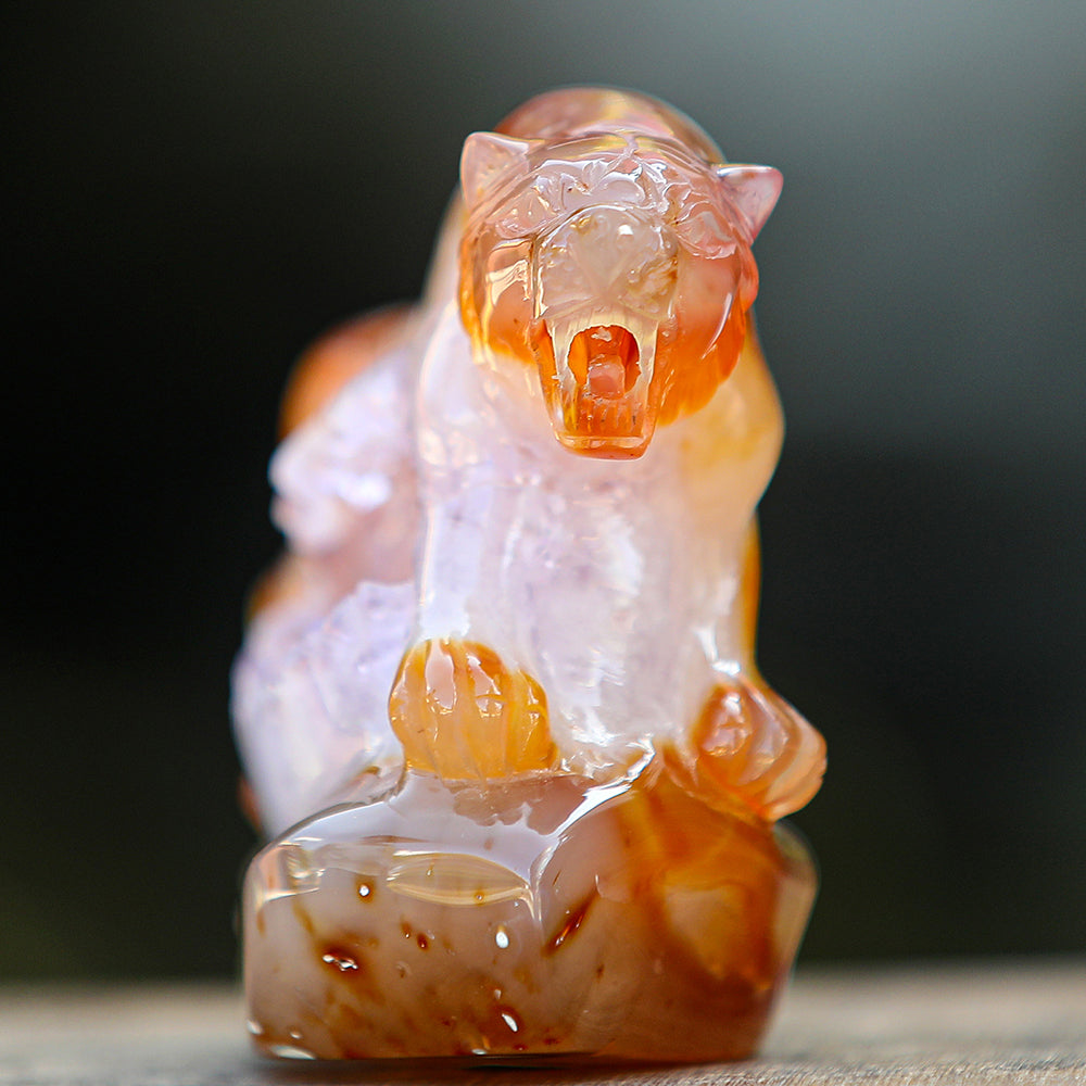 5.6" Red Agate Geode Tiger Carving Sculpture piece 2100176 view 4