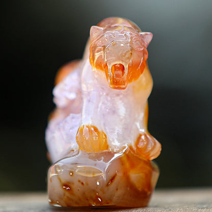 5.6" Red Agate Geode Tiger Carving Sculpture piece 2100176 view 4