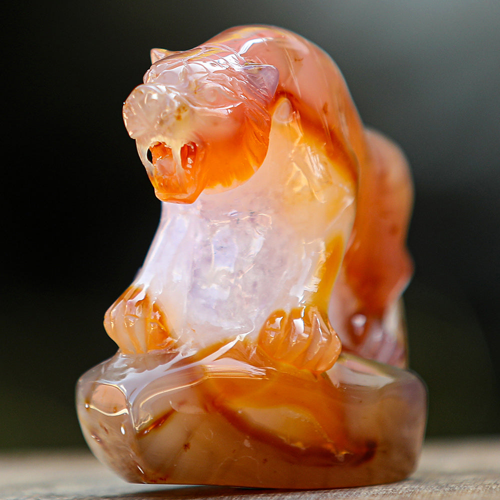 5.6" Red Agate Geode Tiger Carving Sculpture piece 2100176 view 5