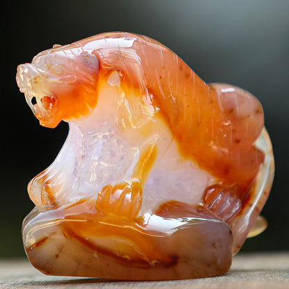5.6" Red Agate Geode Tiger Carving Sculpture piece 2100176 view 6