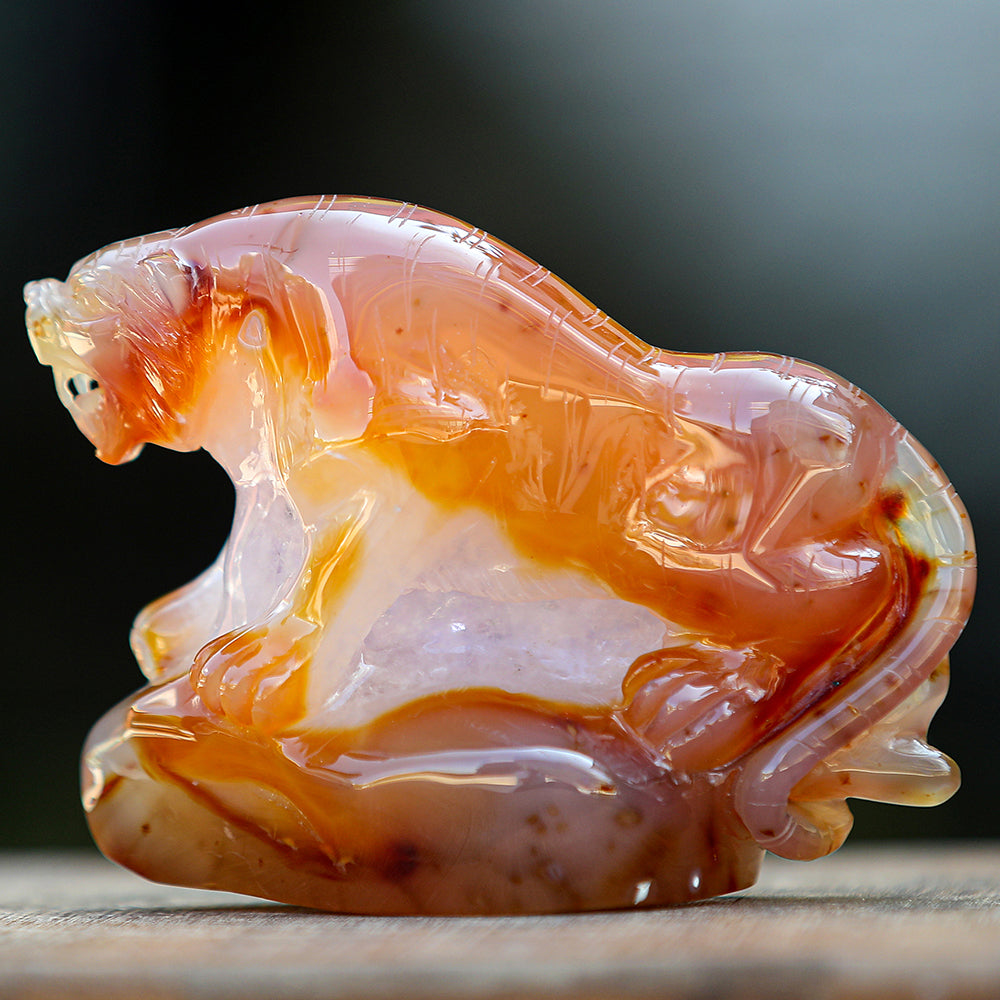 5.6" Red Agate Geode Tiger Carving Sculpture piece 2100176 view 7