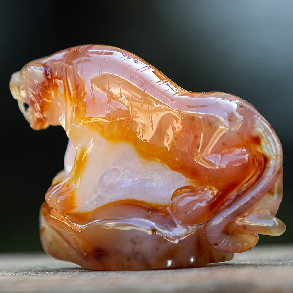 5.6" Red Agate Geode Tiger Carving Sculpture piece 2100176 view 8