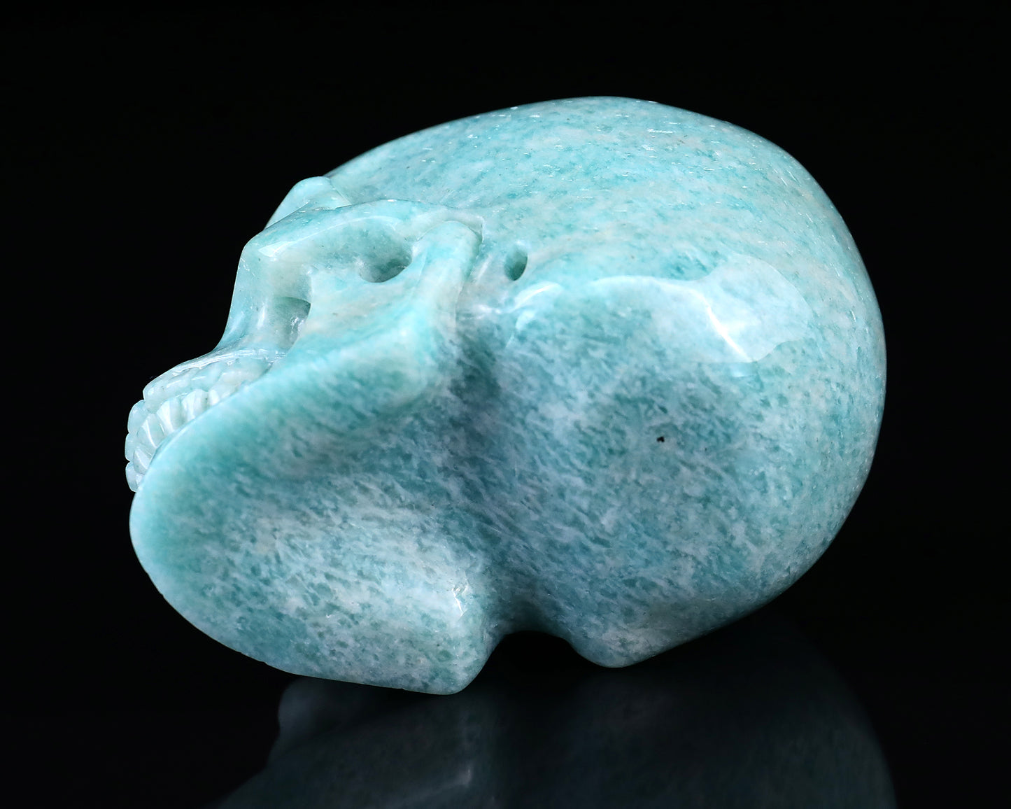 3.0" Amazonite Hand Carved Crystal Realistic Skull Sculpture Crystallumi