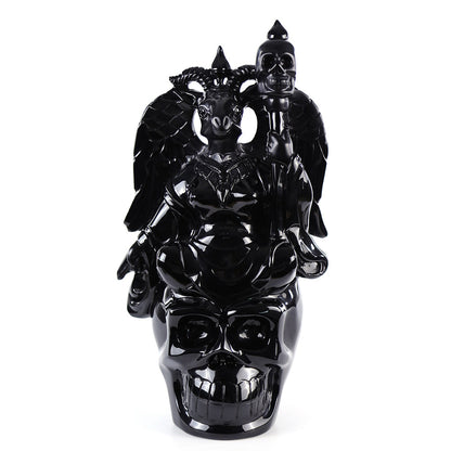 8.7" Obsidian Ghost King Carving Sculpture piece 3100001 hand carved natural gemstone sculpture by Nicedony