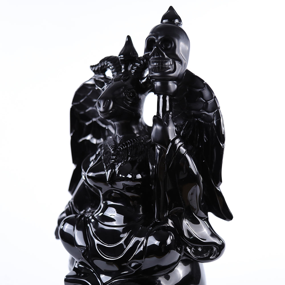8.7" Obsidian Ghost King Carving Sculpture piece 3100001 view 5