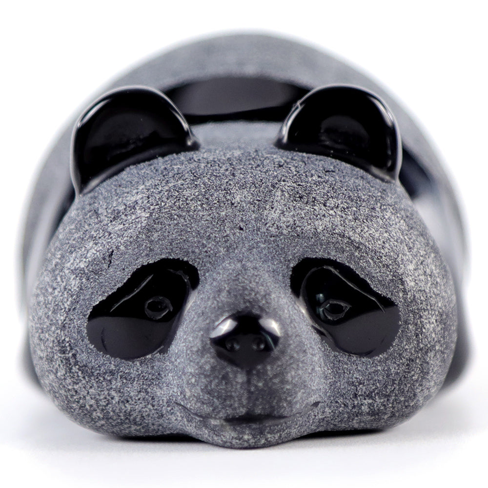 3.0" Frosted Obsidian Lying Panda Carving Sculpture piece 3100002 view 2