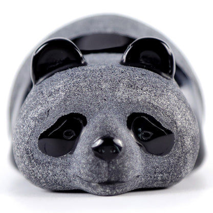 3.0" Frosted Obsidian Lying Panda Carving Sculpture piece 3100002 view 2