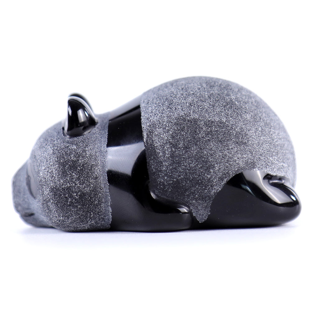 3.0" Frosted Obsidian Lying Panda Carving Sculpture piece 3100002 view 5