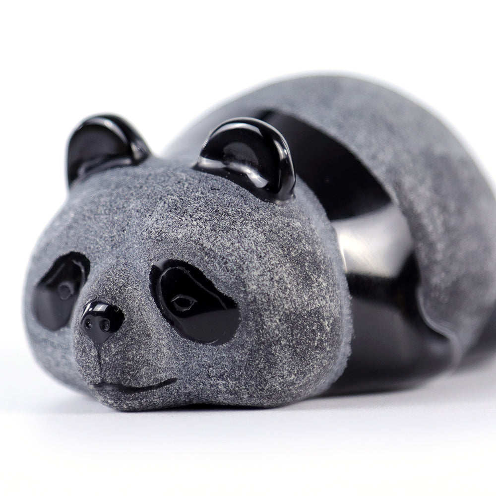 3.0" Frosted Obsidian Lying Panda Carving Sculpture piece 3100002 view 6