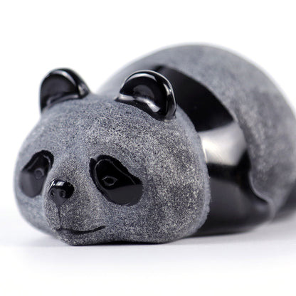 3.0" Frosted Obsidian Lying Panda Carving Sculpture piece 3100002 view 6