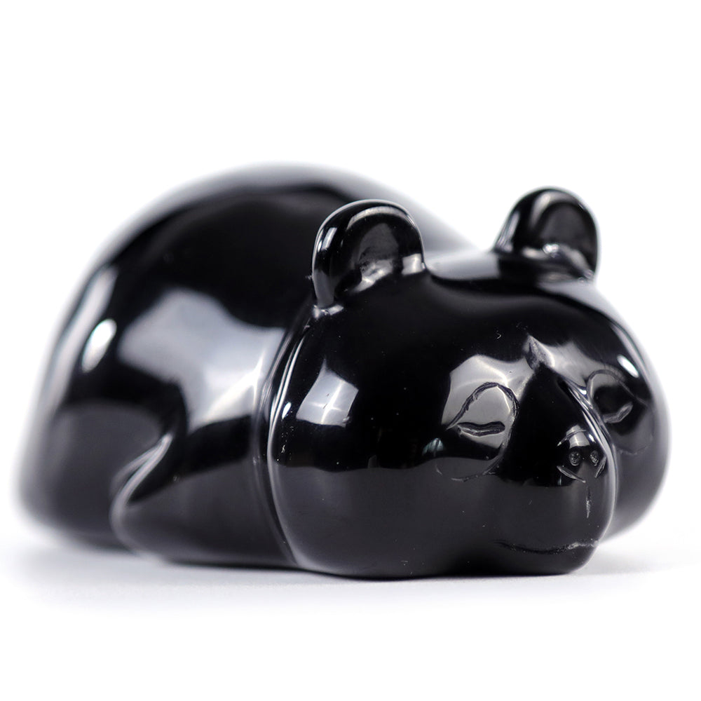 3.0" Obsidian Lying Panda Carving Sculpture piece 3100003 hand carved natural gemstone sculpture by Nicedony