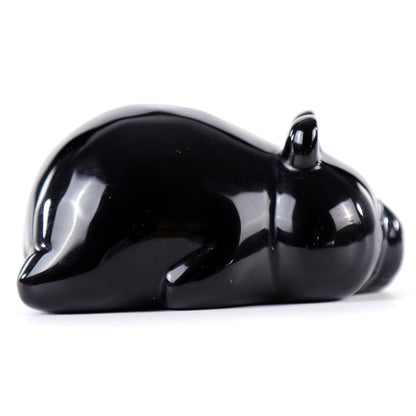 3.0" Obsidian Lying Panda Carving Sculpture piece 3100003 view 3