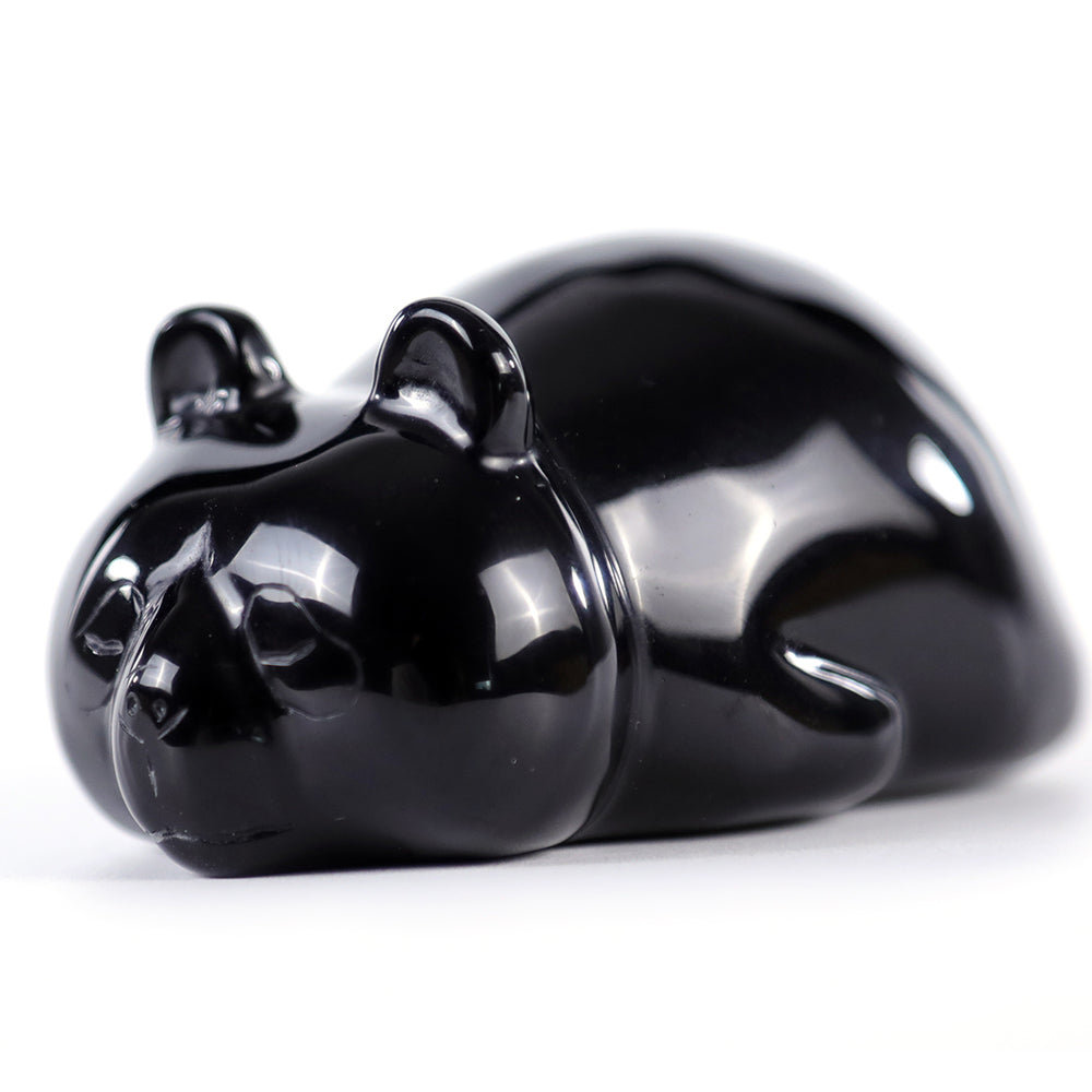 3.0" Obsidian Lying Panda Carving Sculpture piece 3100003 view 6