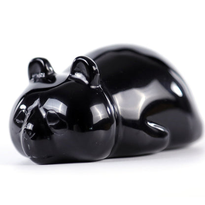 3.0" Obsidian Lying Panda Carving Sculpture piece 3100003 view 6