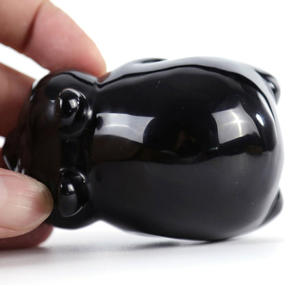 3.0" Obsidian Lying Panda Carving Sculpture piece 3100003 view 8