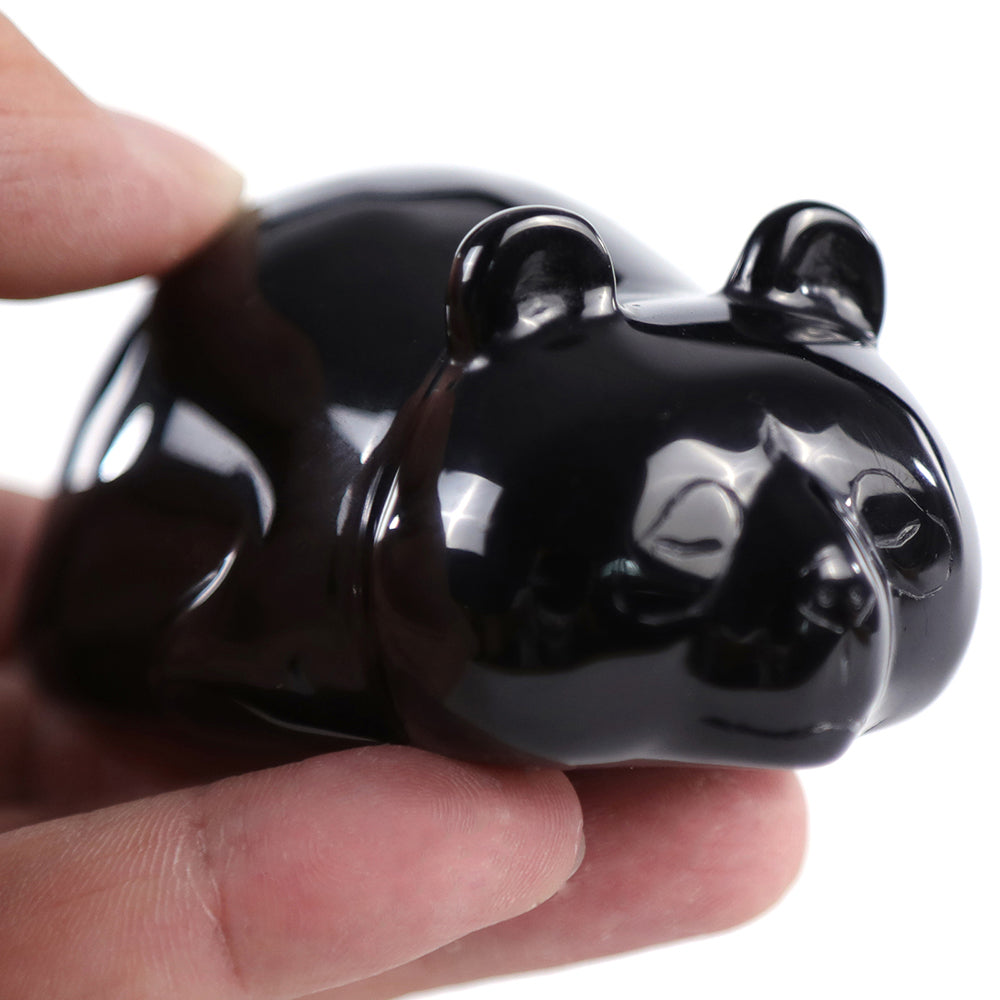 3.0" Obsidian Lying Panda Carving Sculpture piece 3100003 view 9