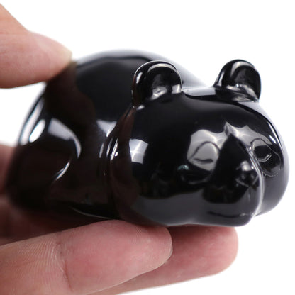 3.0" Obsidian Lying Panda Carving Sculpture piece 3100003 view 9