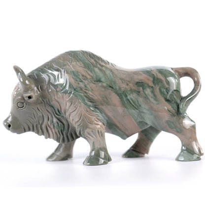 6.3" Kowloon Jade Bull Carving Sculpture piece 3100006 view 2