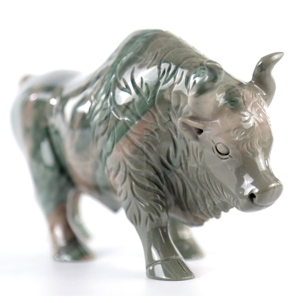 6.3" Kowloon Jade Bull Carving Sculpture piece 3100006 view 4