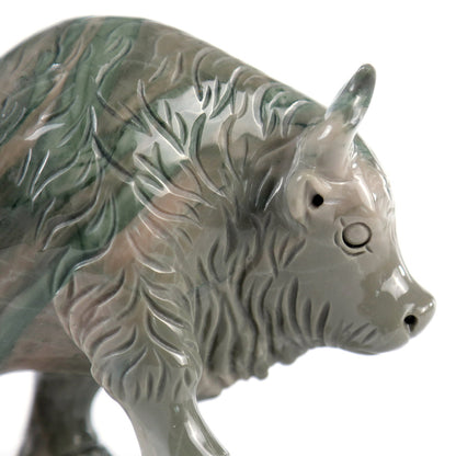 6.3" Kowloon Jade Bull Carving Sculpture piece 3100006 view 6