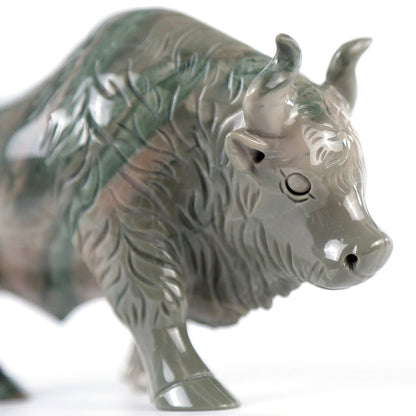 6.3" Kowloon Jade Bull Carving Sculpture piece 3100006 view 7